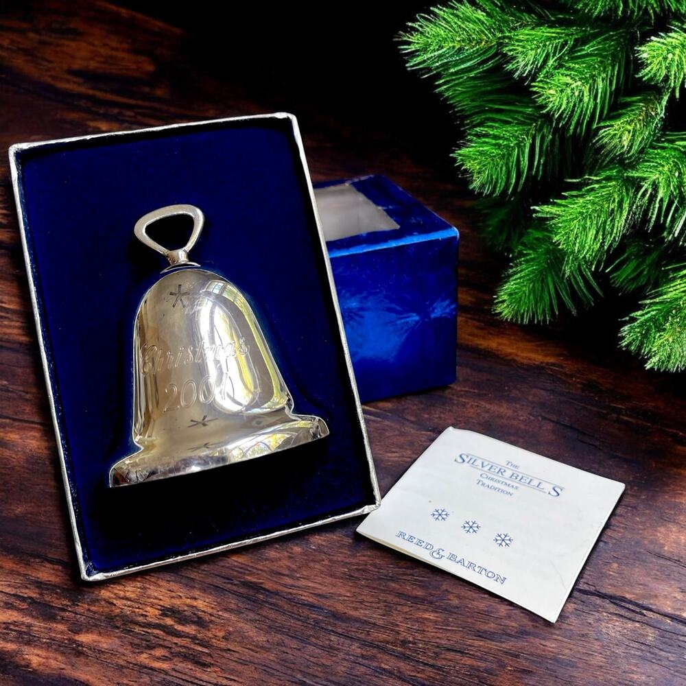 Vtg 2001 Reed & Barton Annual Christmas Bell Ornament w/ Box & Paper Insert